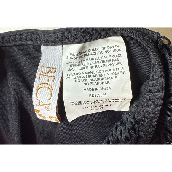 BECCA by Rebecca Virtue Color Play Crochet One Piece Swimsuit - Black - XL (16) - Picture 3 of 4